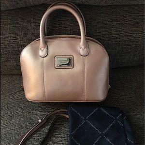 Tignanello leather rose gold sm satchel/crossbody